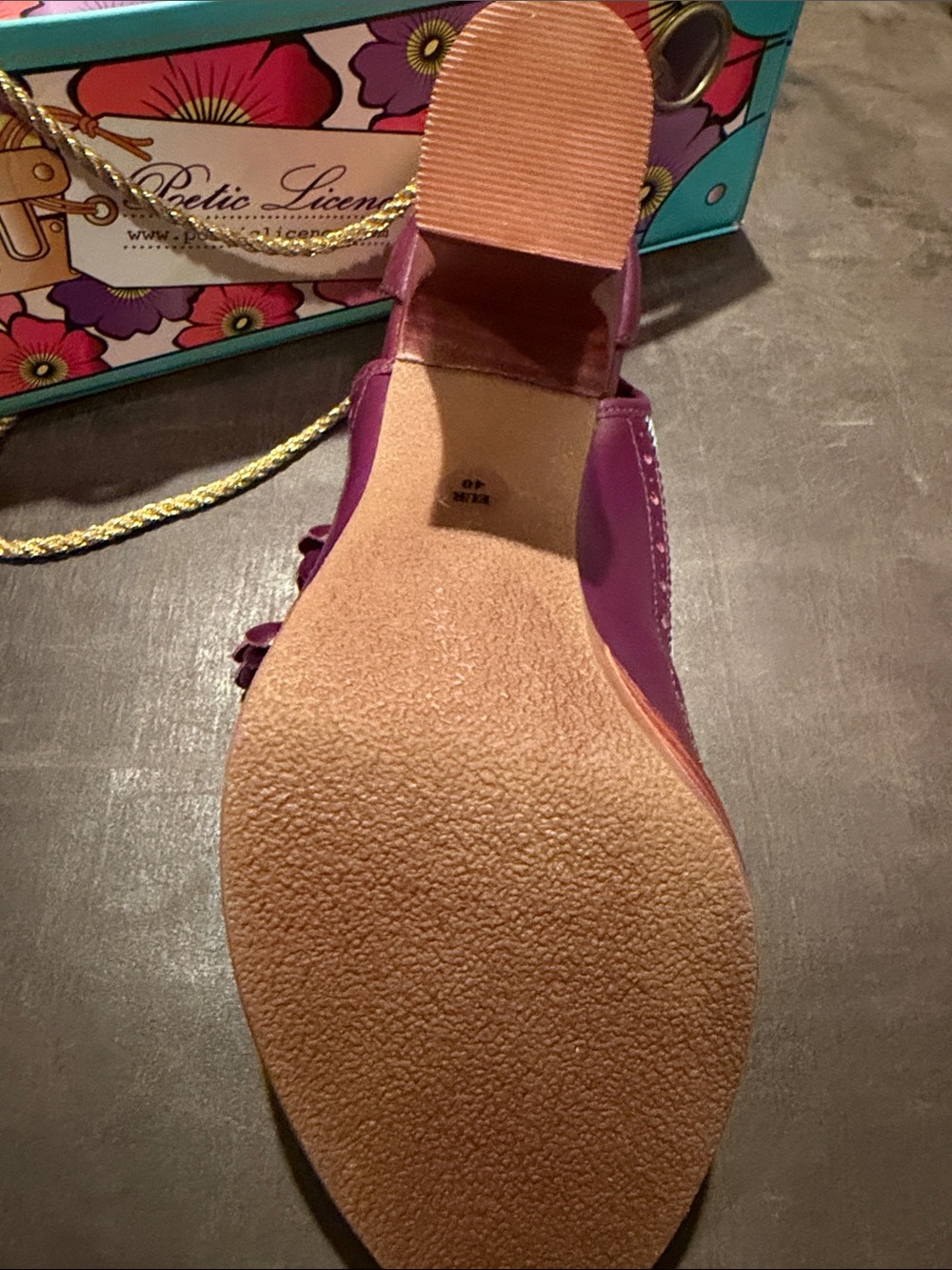 Poetic License Plum and Gray Peep-Toe Lace-Up Heel with Tassels - Picture 4 of 5